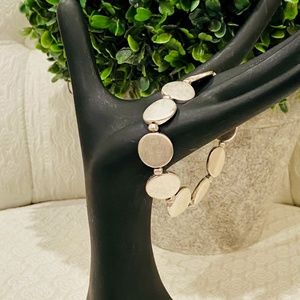 BUNDLE ONLY Satin Silver Finish Disc Stretch Bracelet